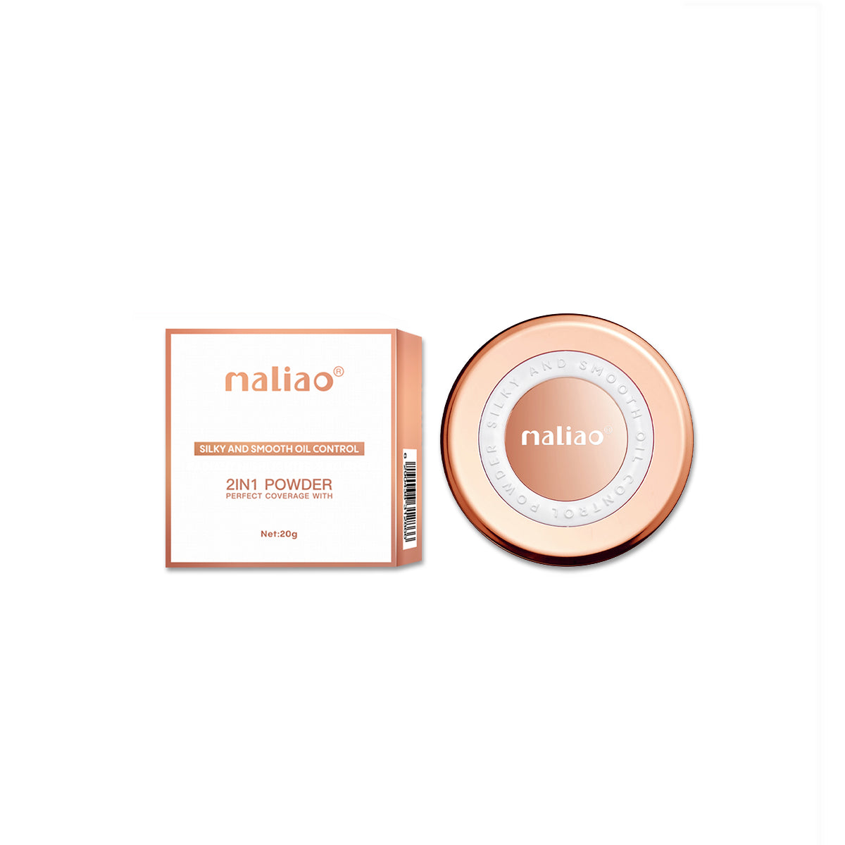 Maliao Silky Smooth Oil Control Compact Powder - 2-in-1 Formula for Perfect Coverage & All-Day Radiance
